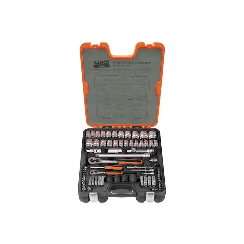 Bahco S800 1/4 & 1/2in Drive Socket Set, 77 Piece