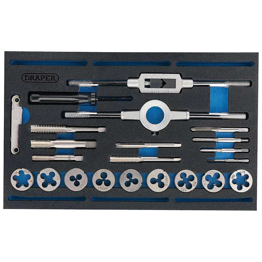 Combination Tap and Die Set - Metric and BSP in EVA Foam Insert Tray (22 Piece)