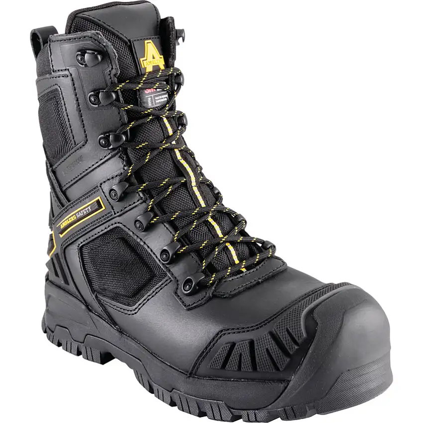 Amblers Safety AS963C Dynamite, Men's Composite Safety Boots, Size 10, Black, Leather Upper, Composite Toe Cap, EN ISO 20345:2022