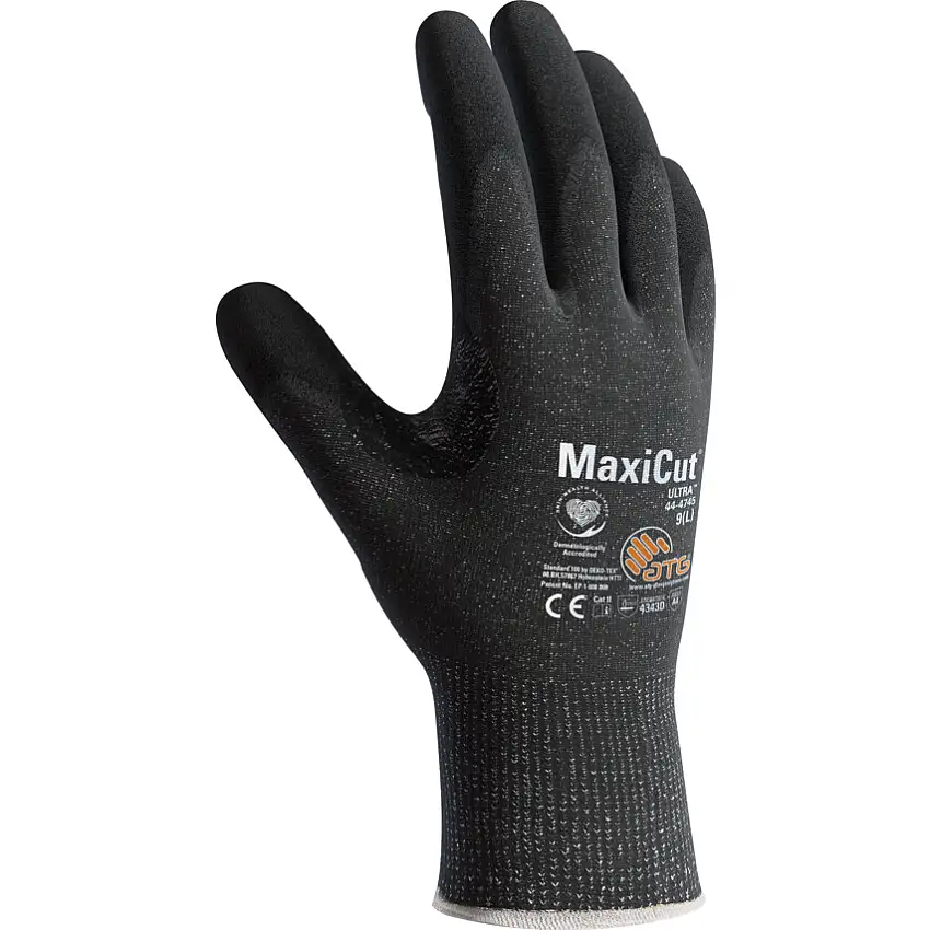 Atg MaxiCut® Ultra™ 44-4745, Cut Resistant Gloves, Grey, NBR (Nitrile Butadiene Rubber), Palm Coated, Cut D, Size 7