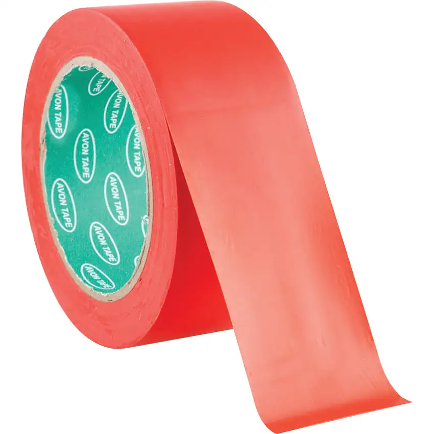 Avon Adhesive, Hazard Tape, PVC, Red, 50mm x 33m