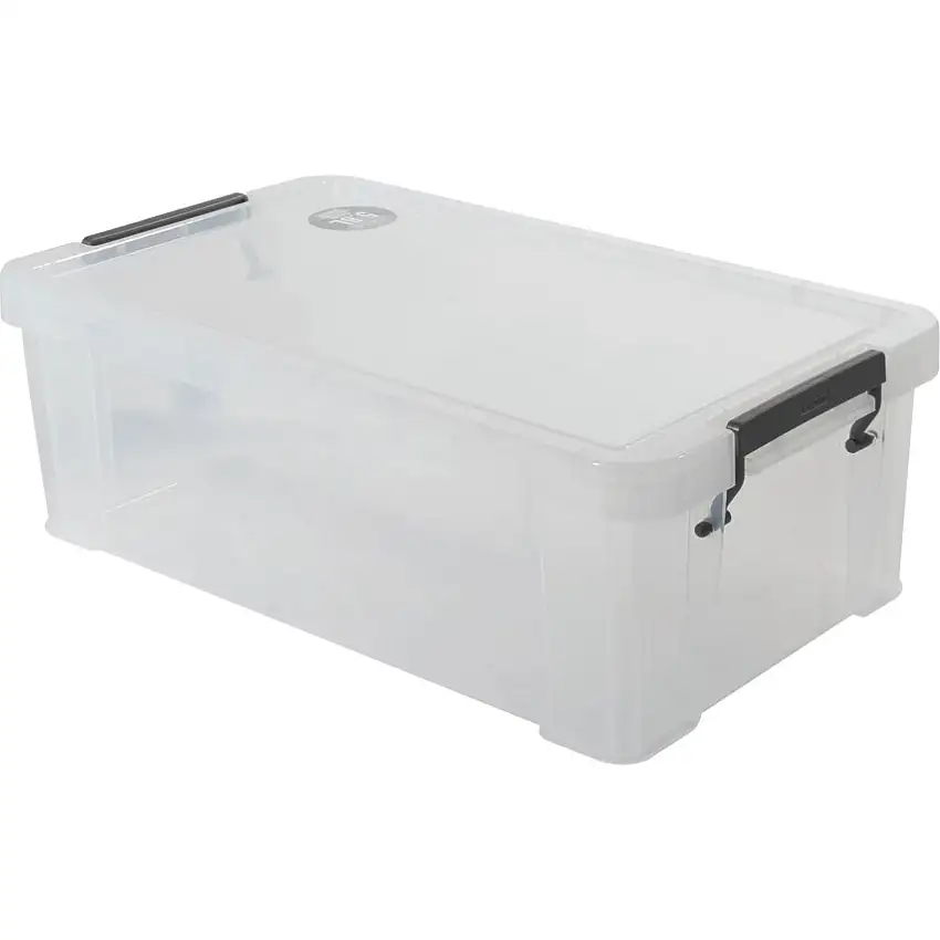 Whitefurze Storage Box with Lid, Clear, 350x190x120mm, 5.8L