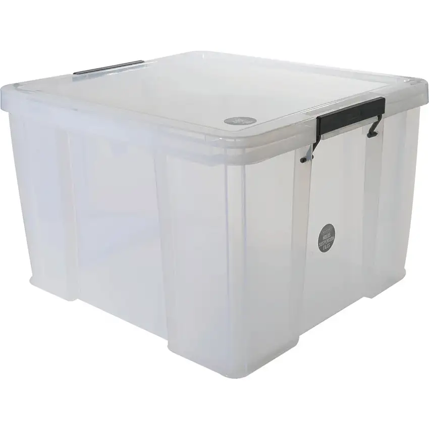 Whitefurze Storage Box with Lid, Clear, 490x440x320mm, 48L