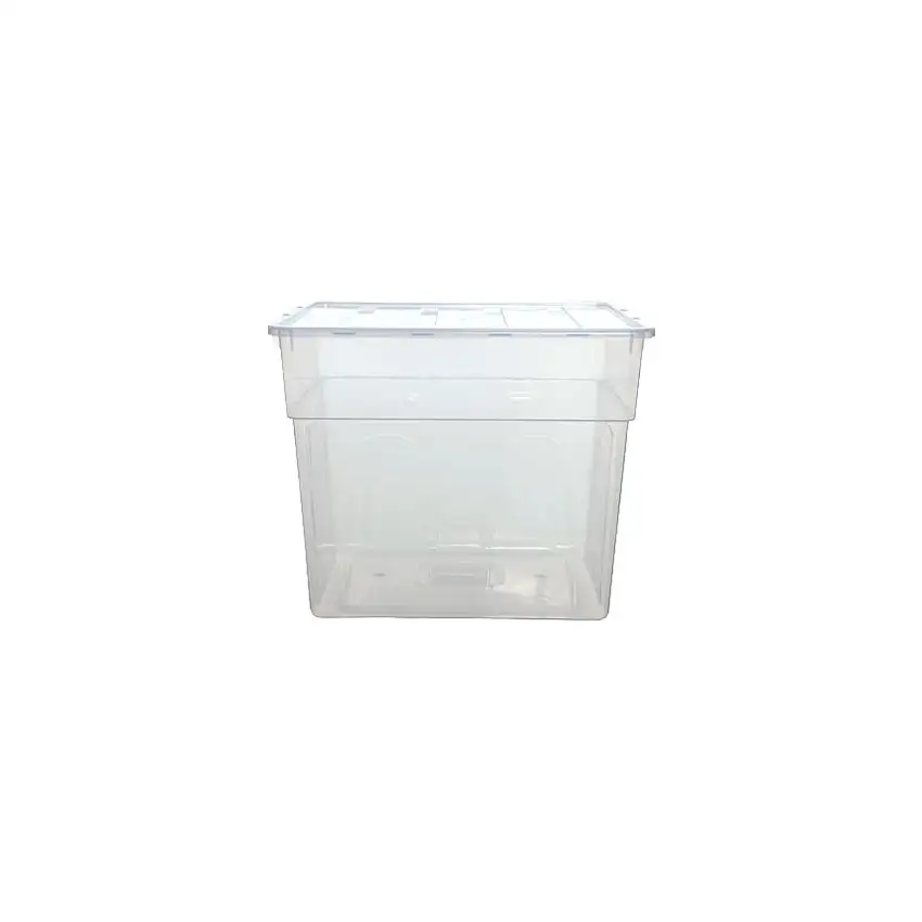 Whitefurze Storage Box with Lid, Clear, 400x330x330mm, 34L