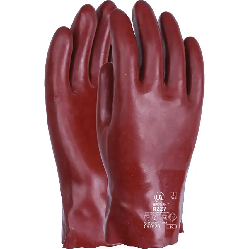 Ultimate Industrial REDEK R227 RED CHEMICAL RESISTANT GLOVES SIZE 10