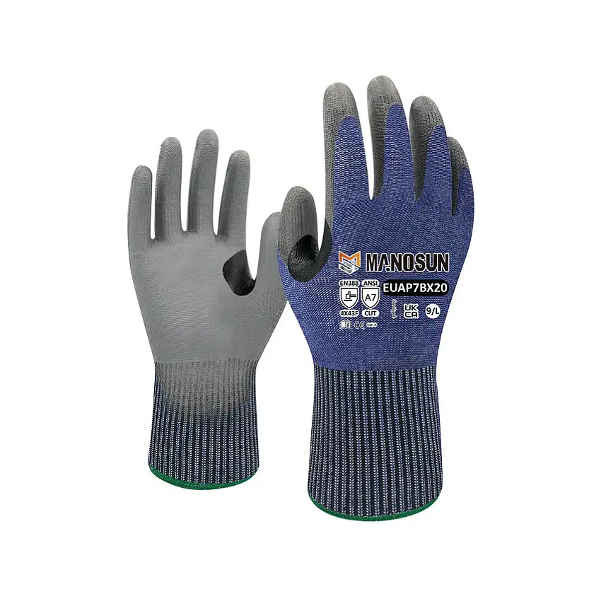 (Unbranded) MANOSUN EUAP7BX20 PU GREY GLOVES SIZE 8