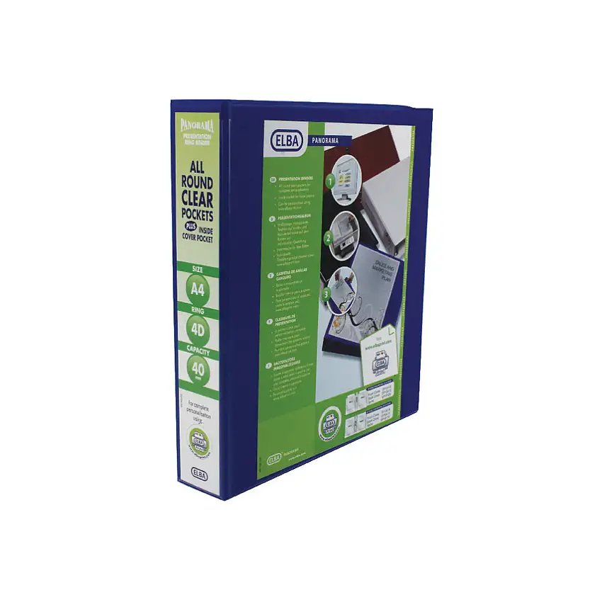 Elba 400008418 PRESENTATION BINDER A4 4D 40mm BLE (PK-6)