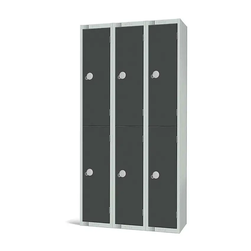 Elite Lockers Compartment Locker, 2 Doors, Dark Grey, 1800 x 900 x 300mm, Nest of 3