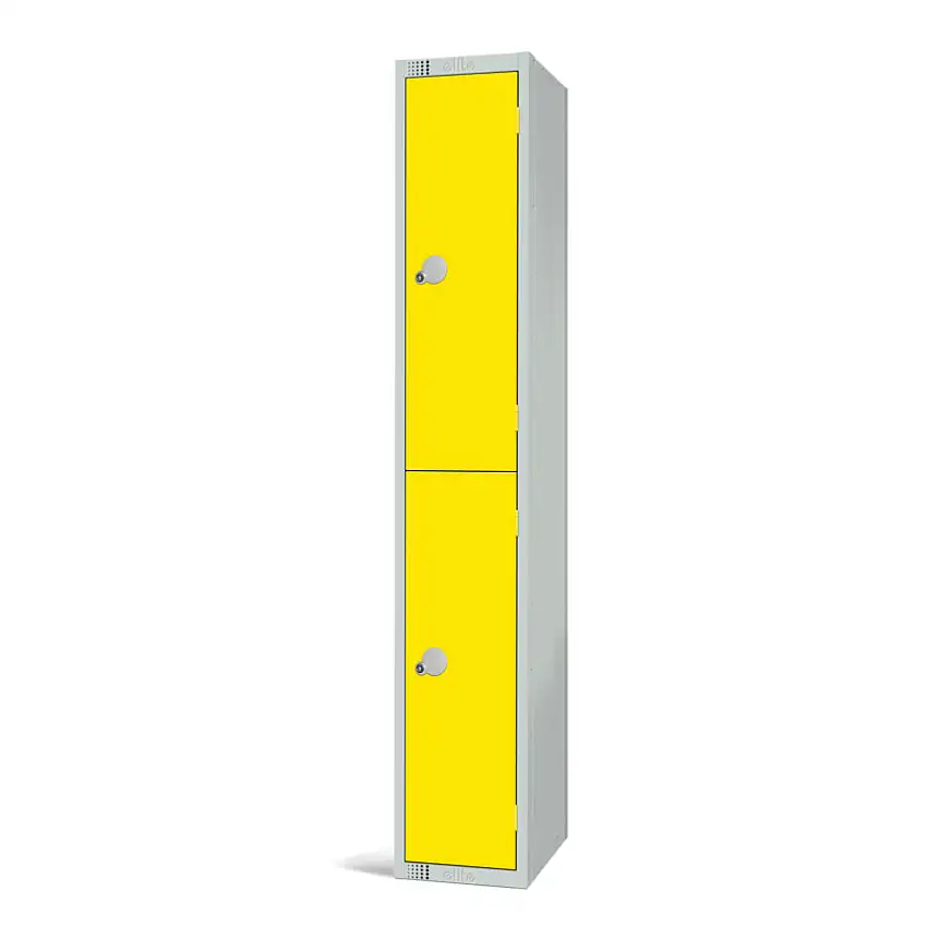 Elite Lockers Compartment Locker, 2 Doors, Yellow, 1800 x 300 x 450mm