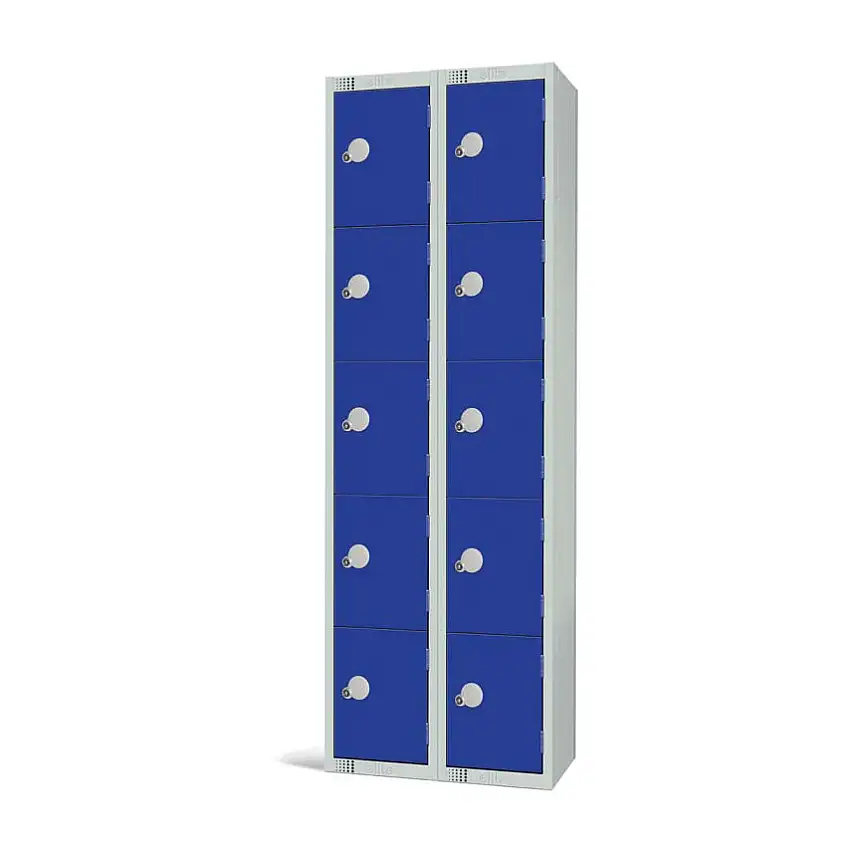 Elite Lockers Compartment Locker, 10 Doors, Blue, 1800 x 600 x 300mm, Nest of 2