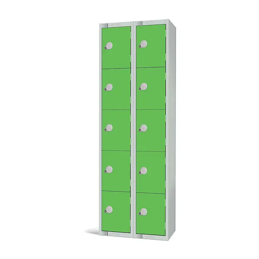 Elite Lockers Compartment Locker, 10 Doors, Green, 1800 x 600 x 300mm, Nest of 2