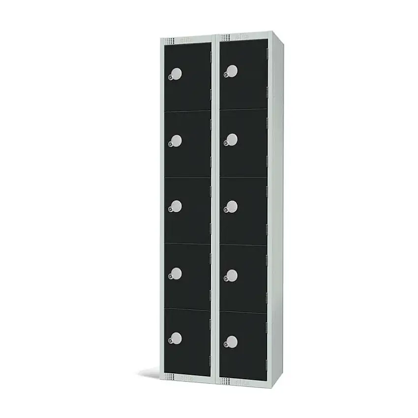 Elite Lockers Compartment Locker, 10 Doors, Black, 1800 x 600 x 300mm, Nest of 2