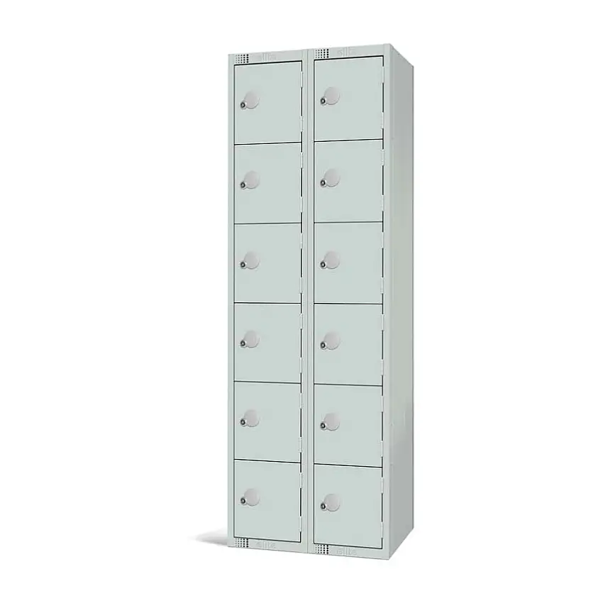 Elite Lockers Compartment Locker, 12 Doors, Mid Grey, 1800 x 600 x 300mm, Nest of 2
