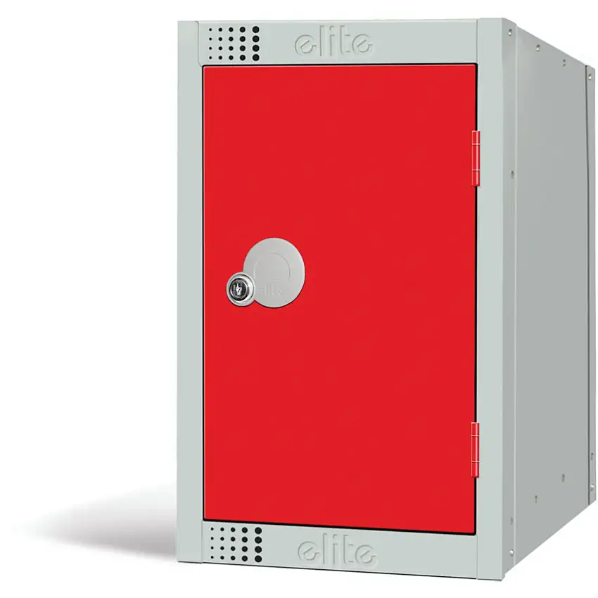Elite Lockers Quarto Locker, Single Door, Red, 512 x 300 x 450mm
