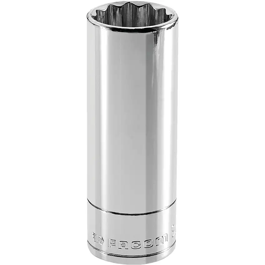 Facom 1/2in. Drive, Deep Bi-Hexagon Socket, 23mm, Metric, Chromed Finish