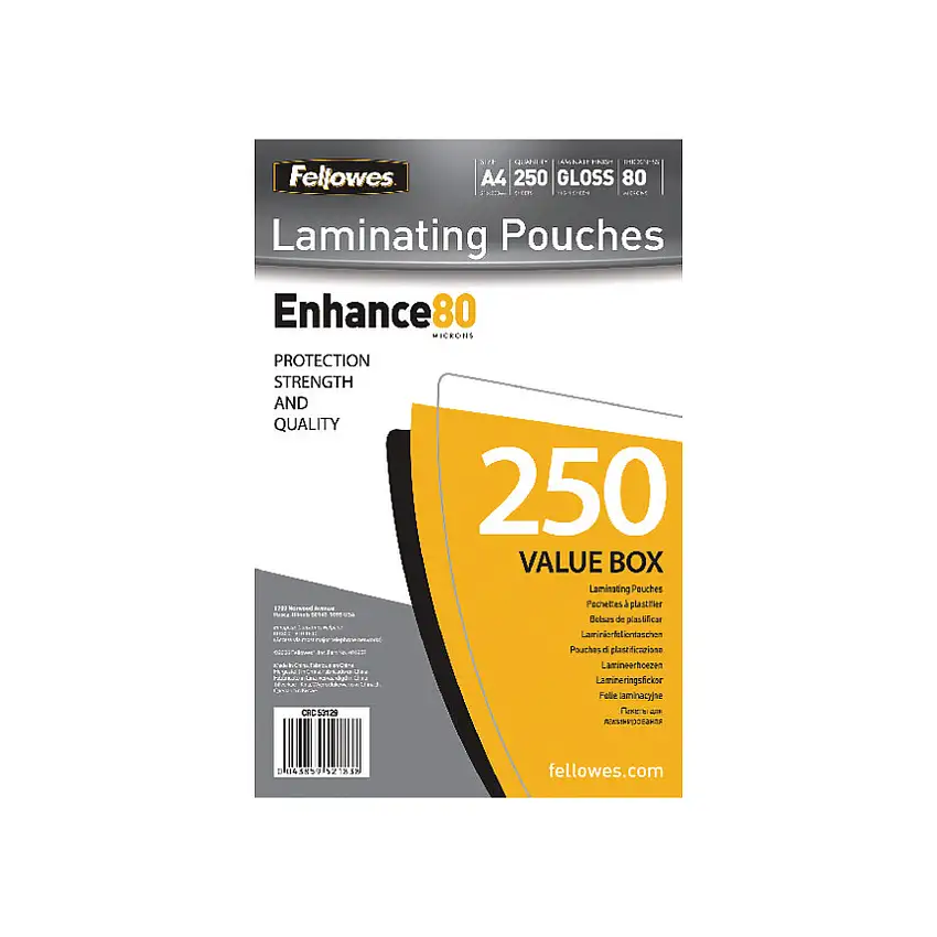 Fellowes 5312903 LAMINATING POUCH A4 80MIC VP (PK-250)