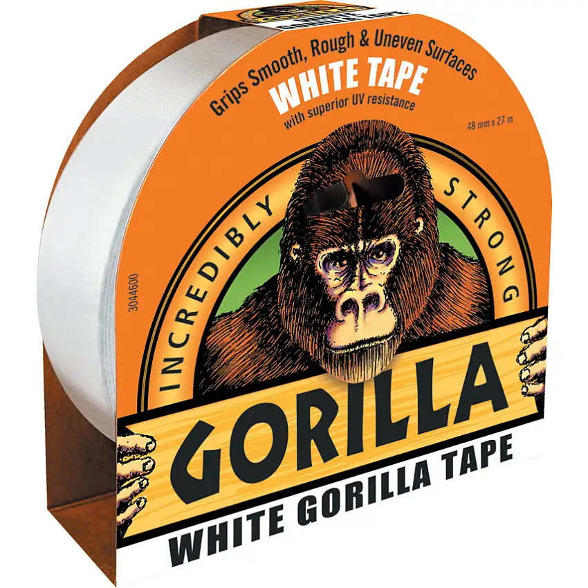 Gorilla Gorilla Tape, Duct Tape Polyethylene Coated Cloth, White, 48mm x 27m