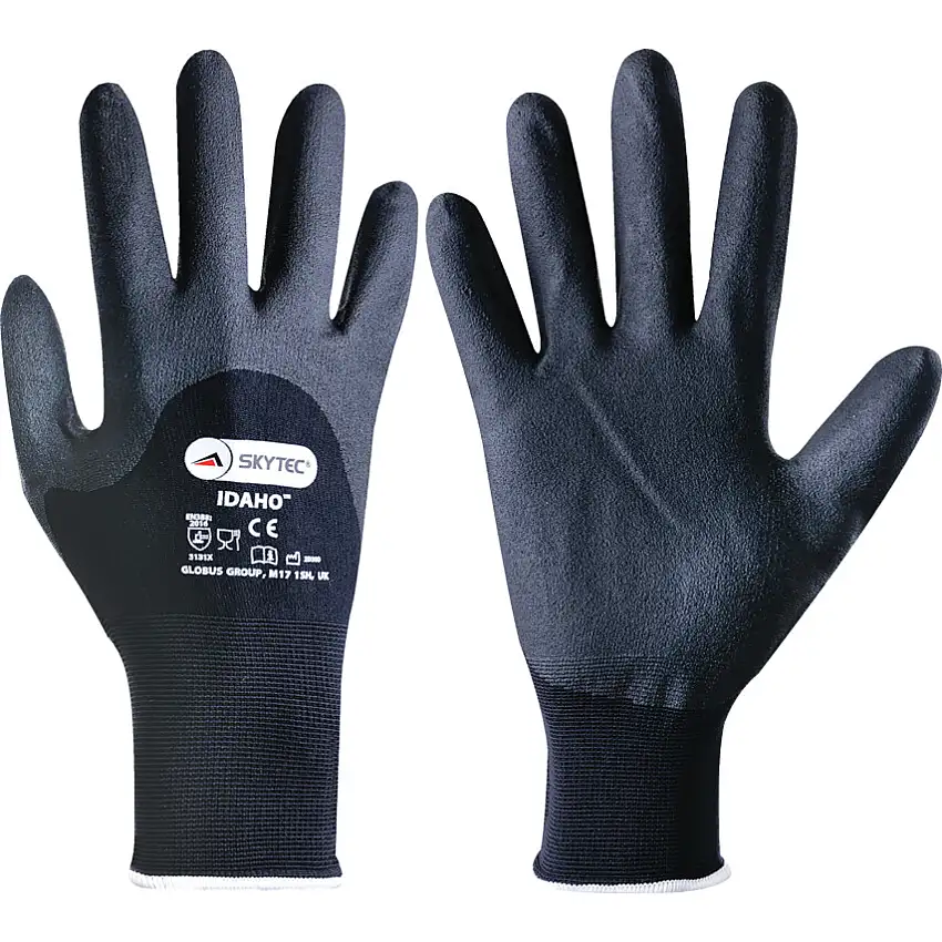 Skytec Idaho Mechanical Hazard Gloves, Black, Nylon Liner, PVC Coating, EN388: 2003, 4, 1, 3, 1, Size 10