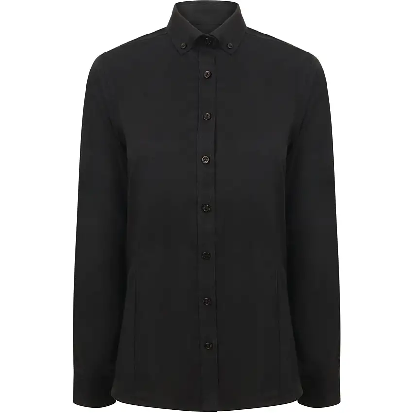 (Unbranded) WOMENS OXFORD SHIRT LS HB513 BLACK (M)