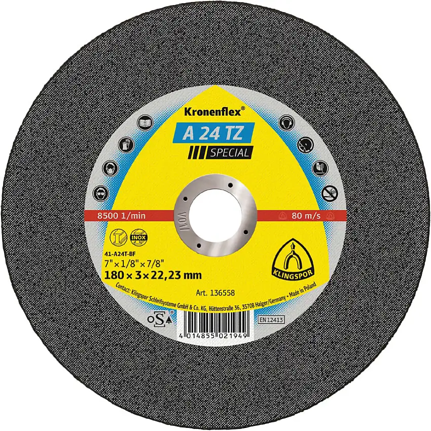 Klingspor A24TZ SPECIAL CUTTING DISC 180X3X22MM