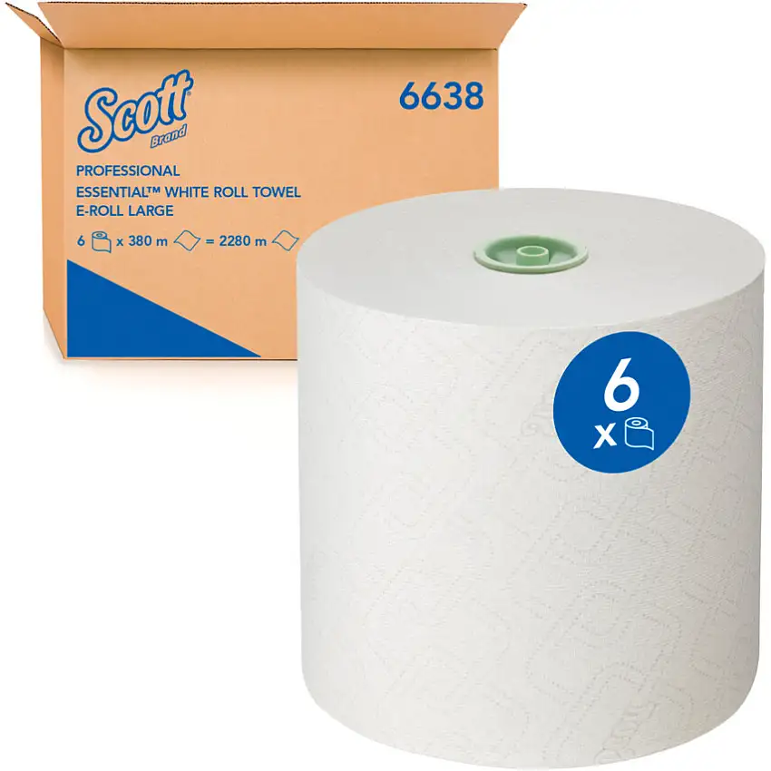 Kimberly Clark Professional Essential™, White, Hand Towels, Roll, 1 Ply, 6 Rolls