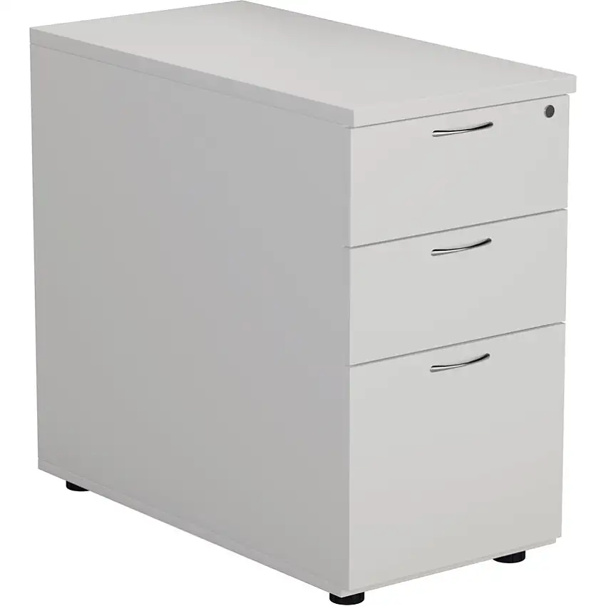 Tc 3 DRAWER 800mm DESK HIGH PEDESTAL - WHITE