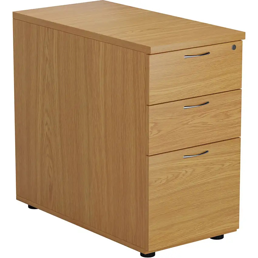 Tc 3-DRAWER 800mm DESK HIGH PEDESTAL OAK