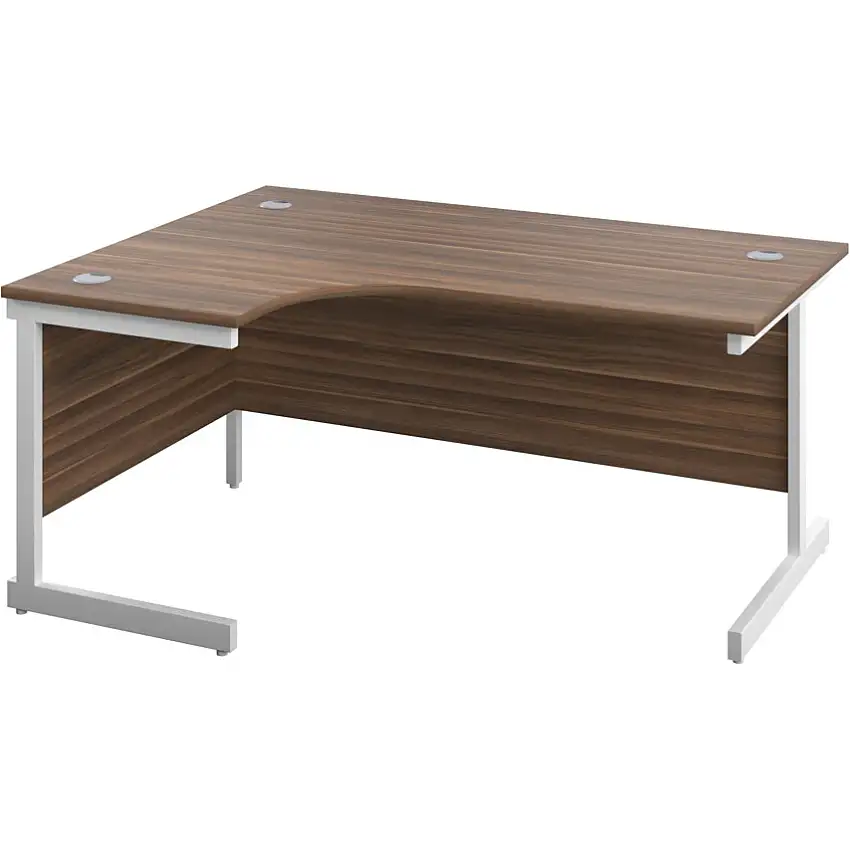 Tc Single Upright Crescent Desk, Left Hand, Beech/White, H1600 x W1200mm