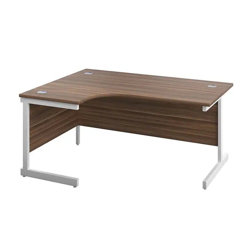Tc Single Upright Crescent Desk, Left Hand, Beech/White, H1800 x W1200mm