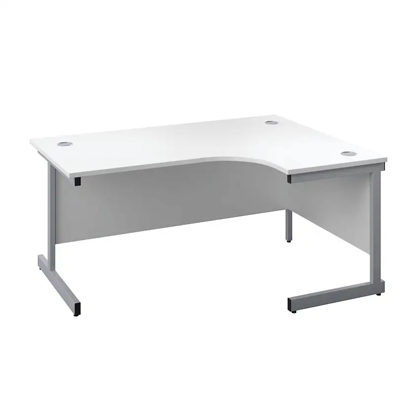 Tc Single Upright Crescent Desk, Right Hand, Grey Oak/White, H1800 x W1200mm