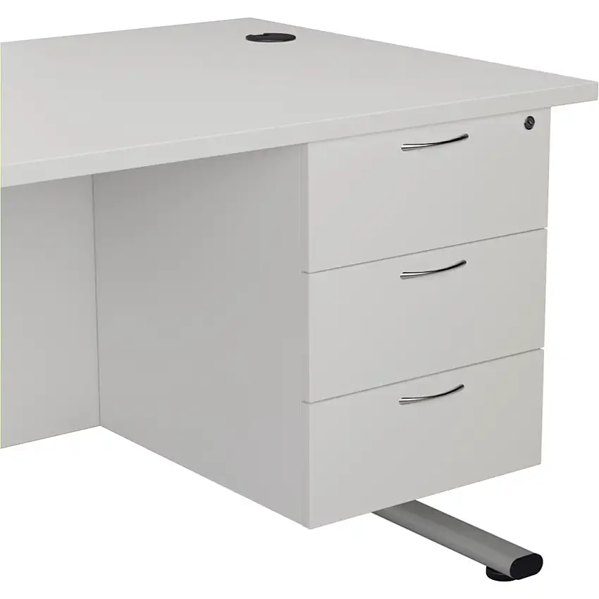 Tc Fixed Pedestal, 3 Drawer, White