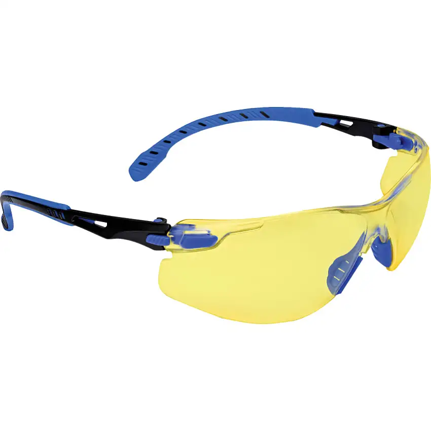 3M Solus 1000, Safety Glasses, Amber Lens, Half-Frame, Blue Frame, Anti-Fog/High Temperature Resistant/Impact-resistant/UV-resistant