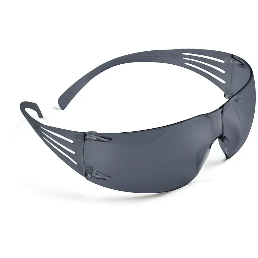 3M SecureFit, Safety Glasses, Grey Lens, Wraparound, Grey Frame, Scratch-resistant/UV-resistant