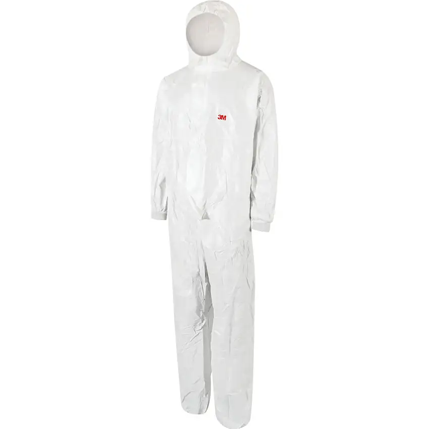 3M 4545, Chemical Protective Coveralls, Disposable, Type 5/6, White, Polyester, Zipper Closure, Chest 39-43", L