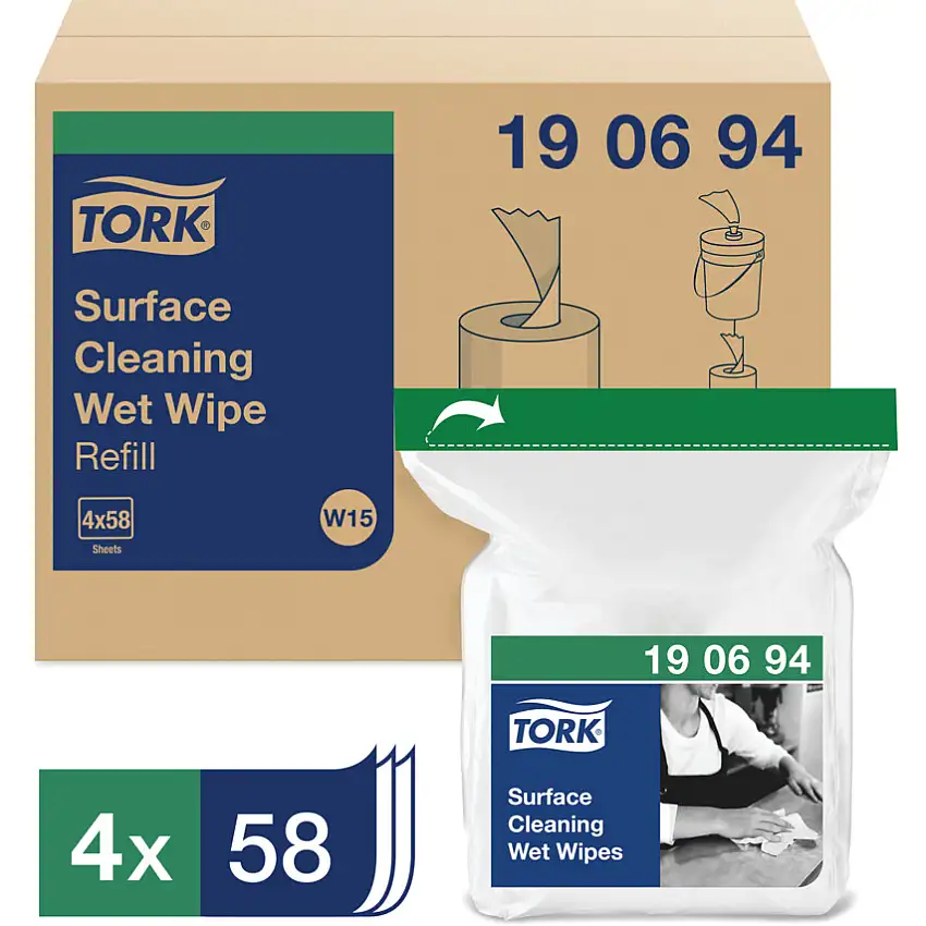 Tork SURFACE CLEANING WET WIPE REFILL 4 X 58 SHEETS