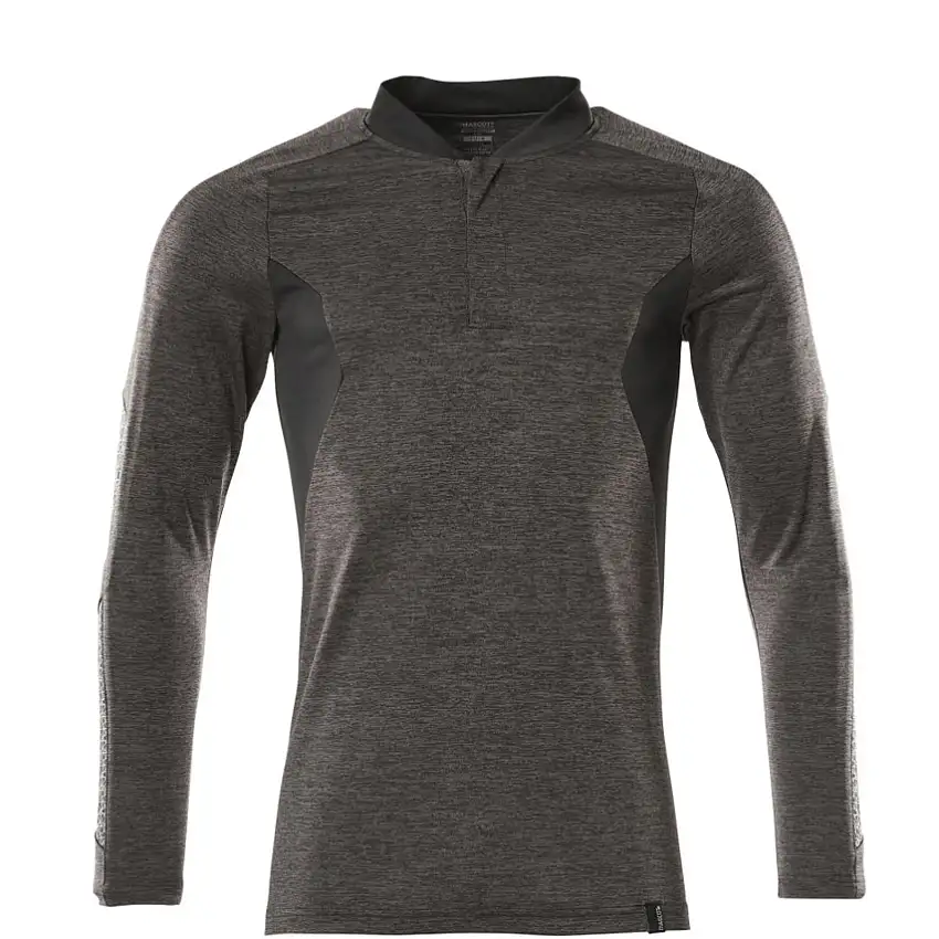 Mascot ACCELERATE POLO SHIRT, LONG-SLEEVED DARK ANTHRACITE-FLECKED/BLACK (M(1 PCS.))
