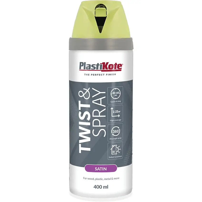 Plastikote 22121 Twist & Spray Satin Pistachio Aerosol Paint - 400ml