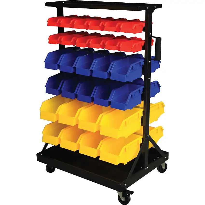GPC Storage Bin Trolley/Storage Bins, Black, 660x560x1120mm, 61 Pack