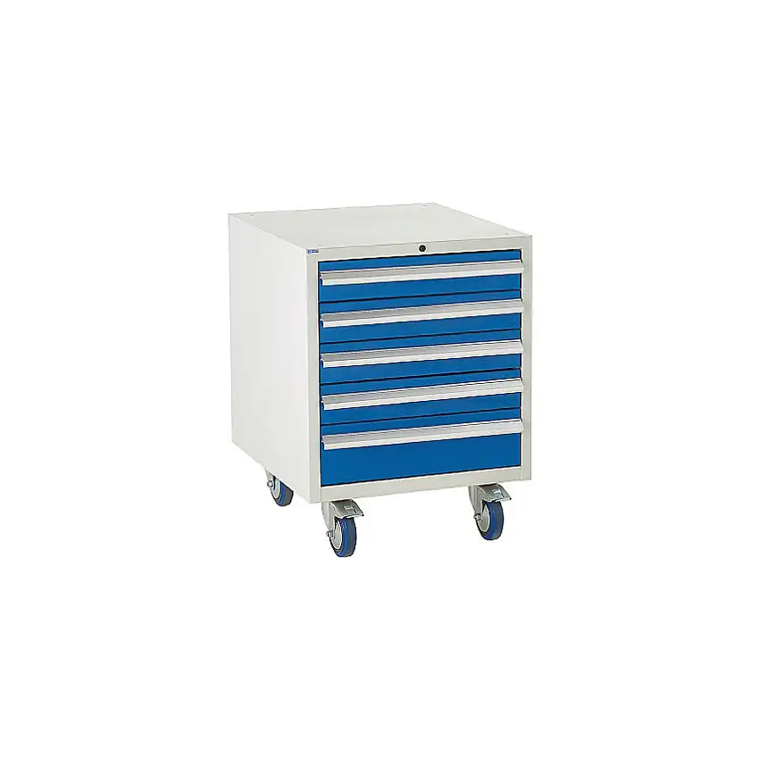 QMP Euroslide Drawer Cabinet, 5 Drawers, Blue, 780 x 600 x 650mm