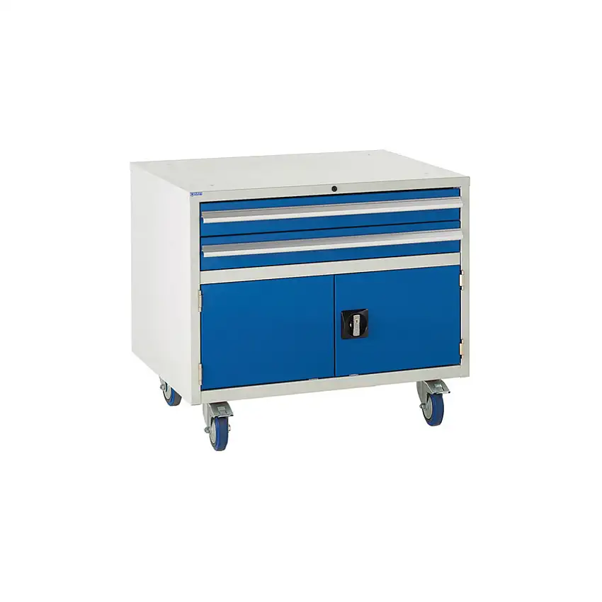 QMP Euroslide Drawer Cabinet, 2 Drawers, Green, 780 x 900 x 650mm