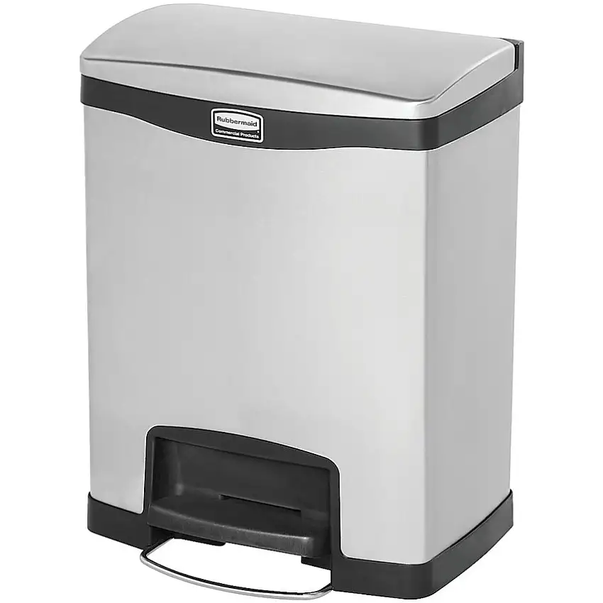 Rubbermaid Slim Jim Step-On Metal Front Step Container - 30 Litre