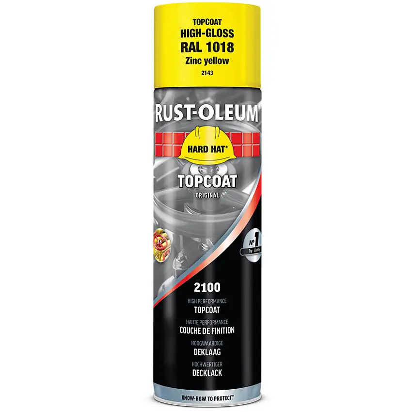 Rust-oleum 2143 Hard Hat® Light Yellow High Performance Topcoat Aerosol Paint - 500ml