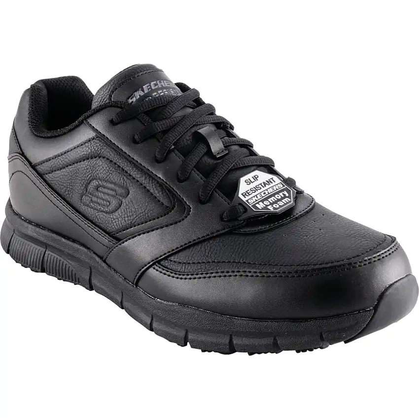 Skechers Nampa SR Trainers, Mens, Black, Synthetic Leather Upper, SRC, Size 7