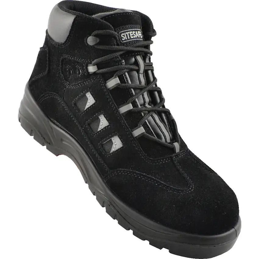 Sitesafe Unisex Metal Safety Boots, Size 13, Black, Suede Leather Upper, Steel Toe Cap, S1P, EN ISO 20345:2011