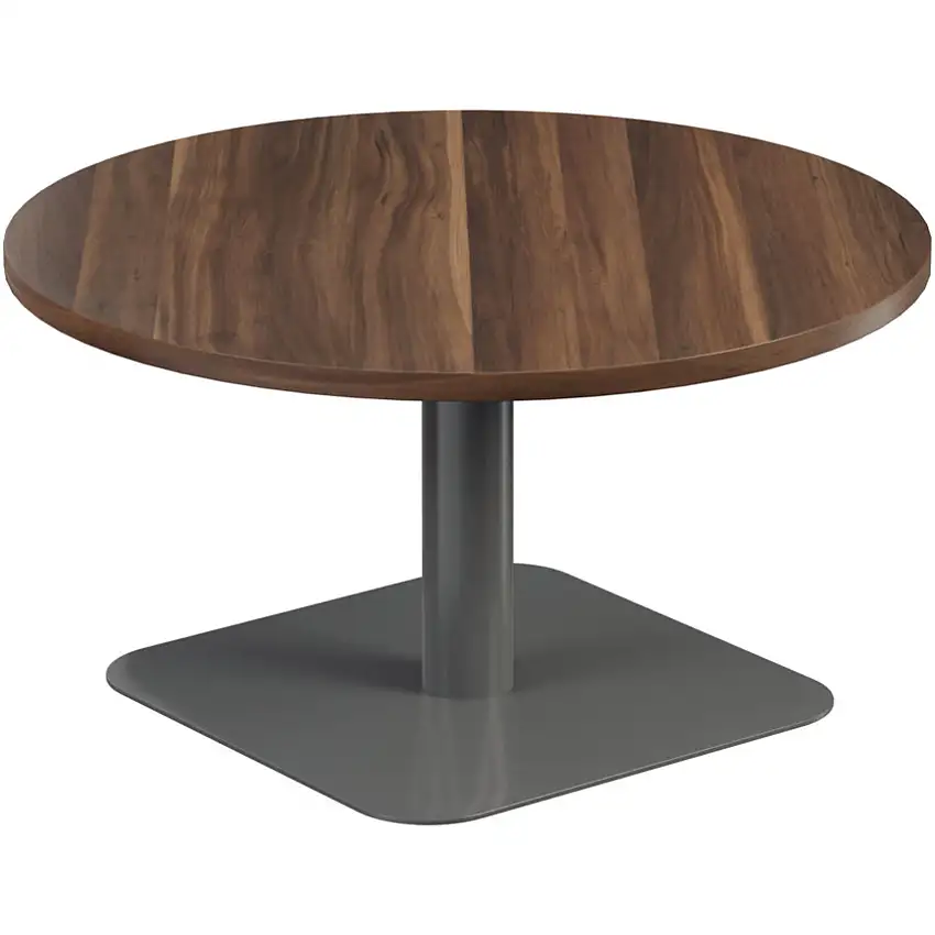 Tc 800mm CIRCULAR LOW CONTRACT TABLE - SILVER/DARK WALNUT