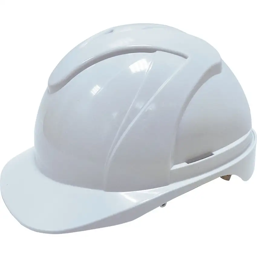 Tuffsafe Safety Helmet, White, ABS, Vented, Standard Peak, Includes Side Slots