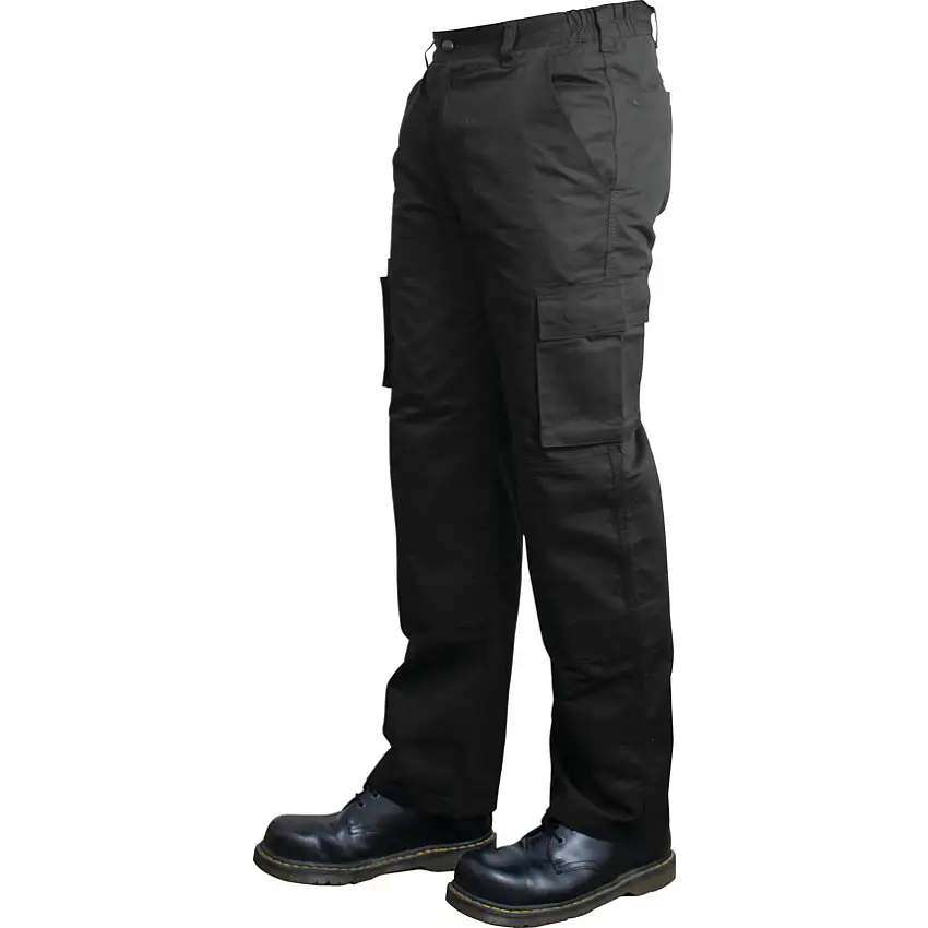 Tuffsafe Cargo Trousers, Unisex, Black, Poly-Cotton, Waist 30", Leg 33", Long