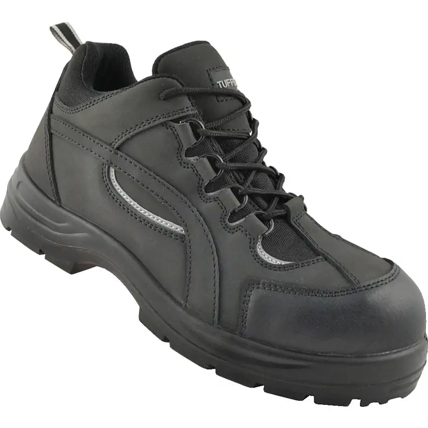 Tuffsafe Unisex Safety Trainers, Size 6, Black, Leather Upper, Composite Toe Cap, S3, EN ISO 20345:2011