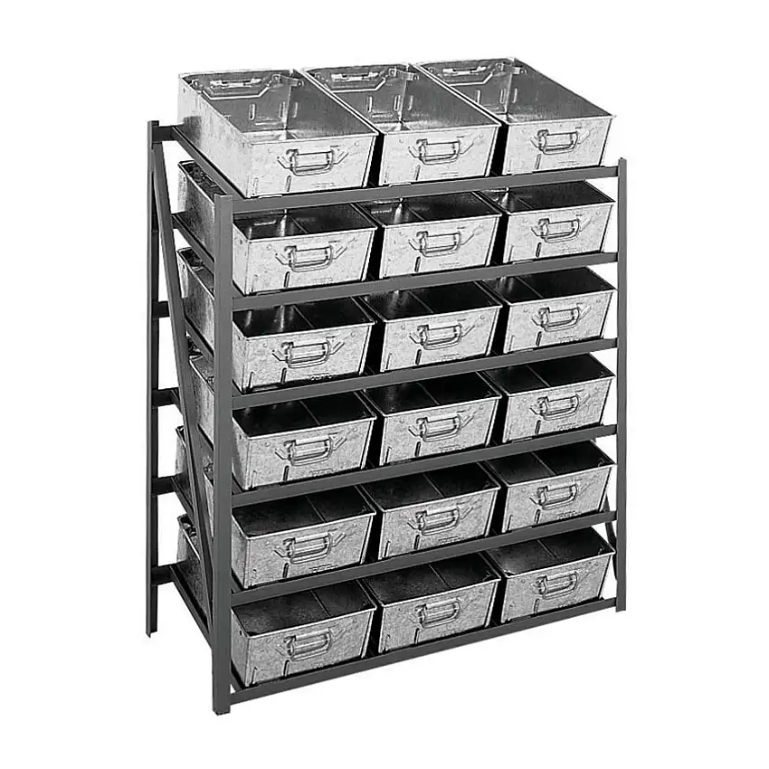 GPC GREY TILTED TOTE PAN RACK- 455DX1040WX6 SHELVES-FOR GTP02 BINS