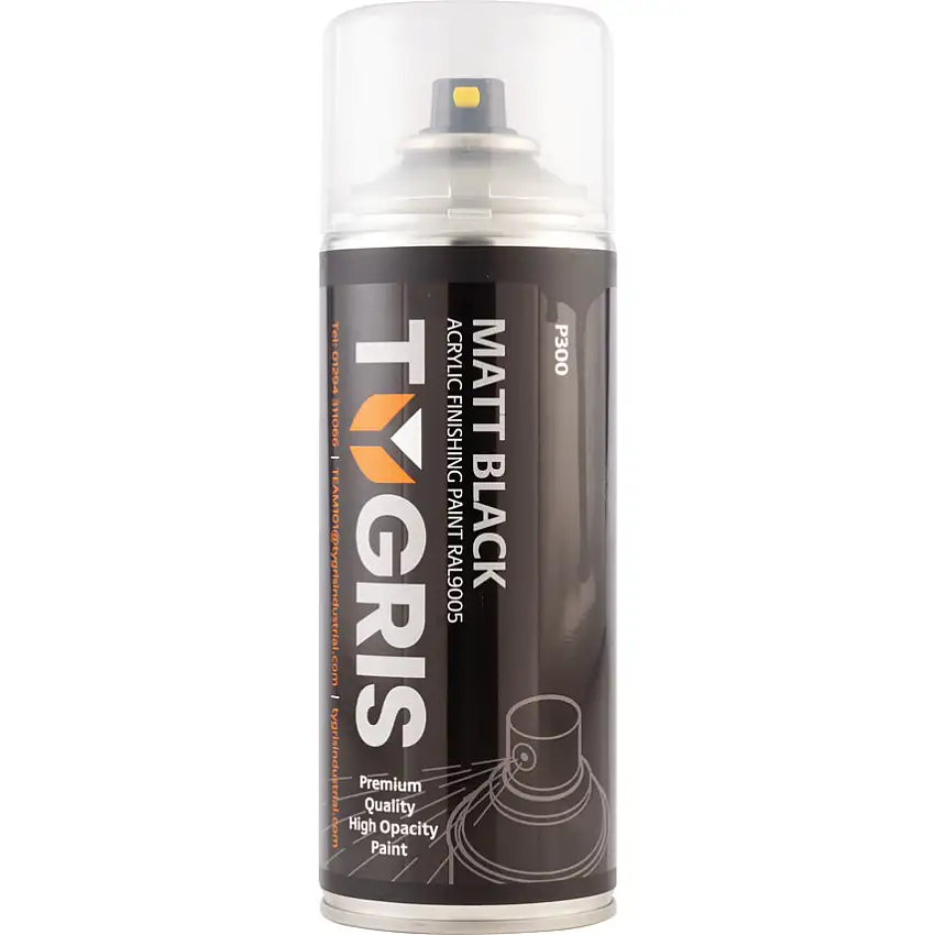 Tygris P300 VariSpray Matt Black Acrylic Aerosol Paint 400ml